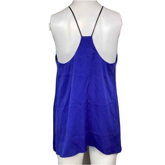 Milly Tank Top Womens Sz 4 Royal Blue Silk‎ Satin Halter Racerback - Picture 4 of 9
